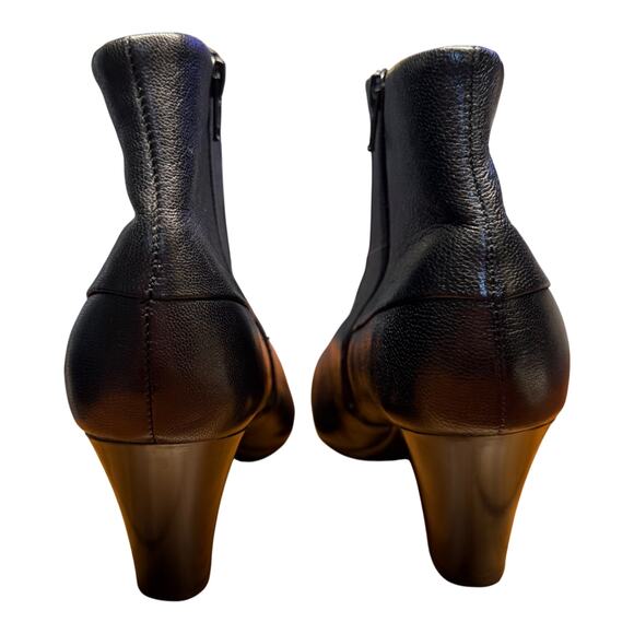 CLARKS Bendables Women's 9W Black Ankle Leather Boots Cone Heel Zip Up READ - Picture 5 of 11